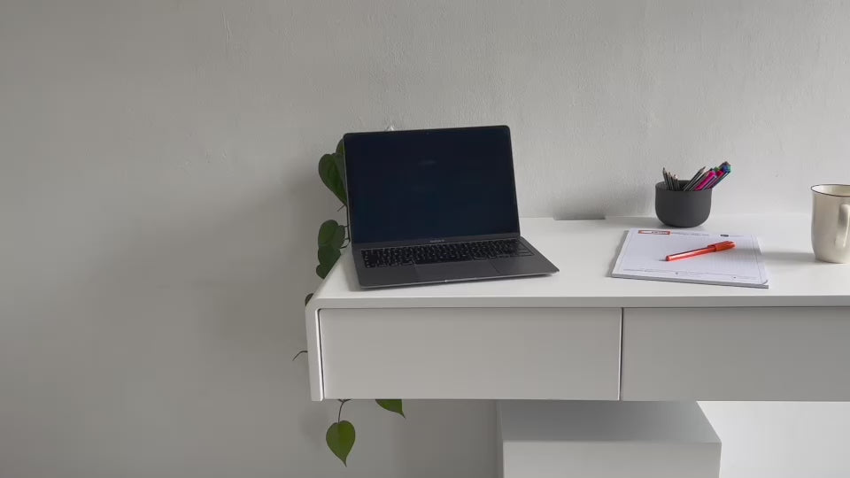 Floating wall deals desk with drawers